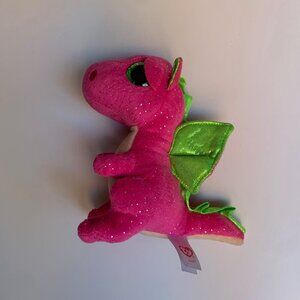 Ty Beanie Boo “Darla” Pink Dragon Plush – Glitter Eyes & Green Wings – 6”